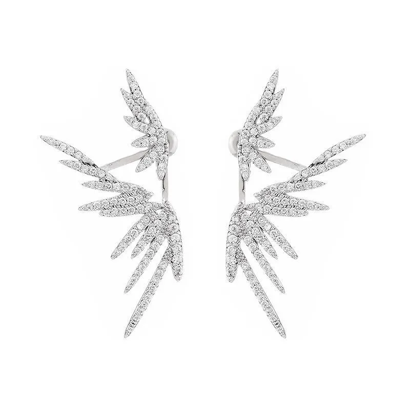 Angel Wings Irregular Back Hanging Earrings