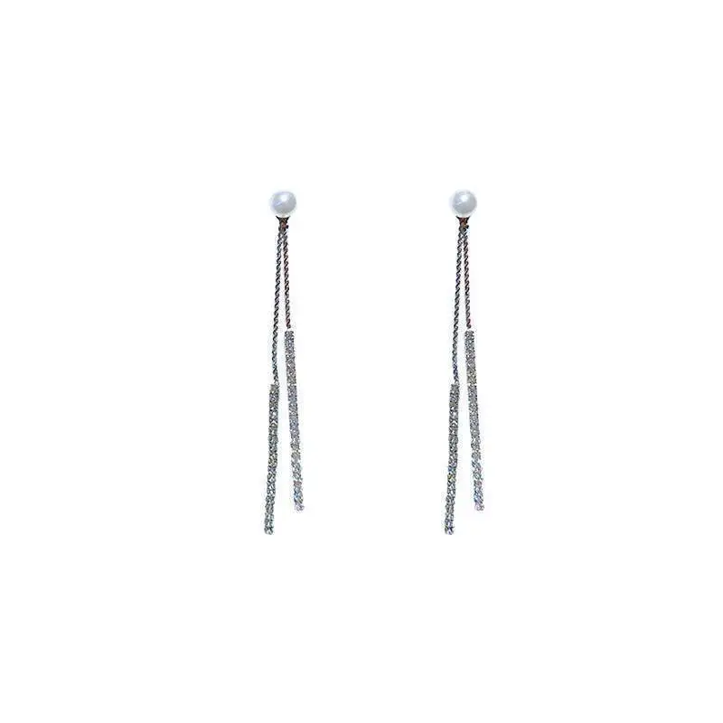 Tassel Double Pearl Stud Earrings