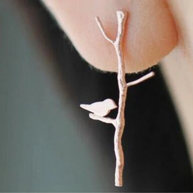 Alloy bird branch earrings