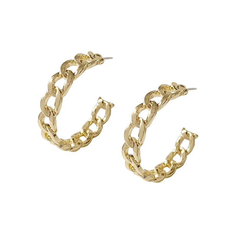 Korean high-end chain C-shaped earrings