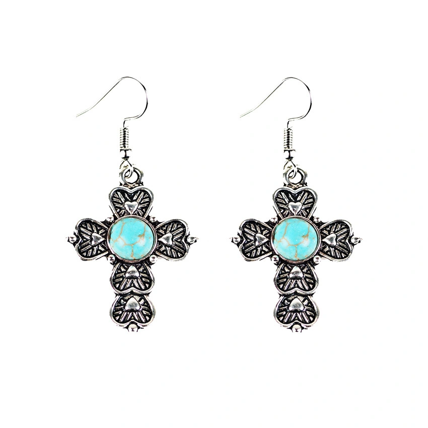 Vintage pattern cross earrings