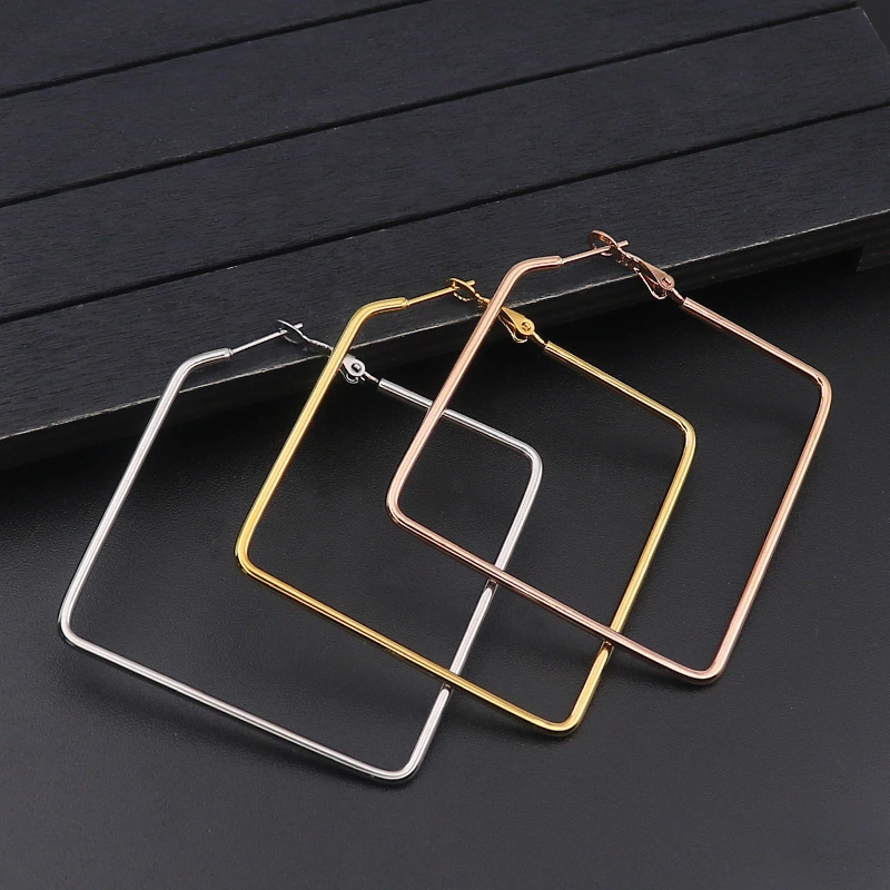 Stainless steel geometric wire earrings