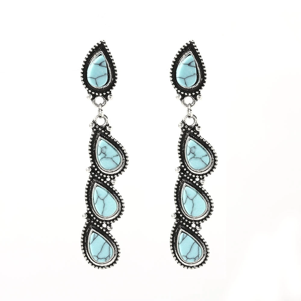 Creative tree leaf turquoise earrings jewelry