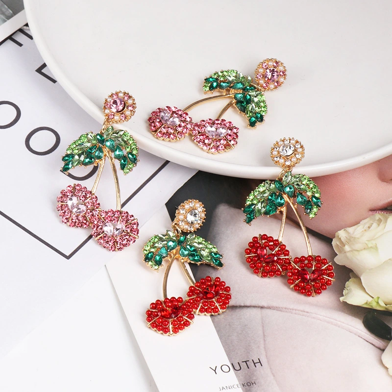 Fruit earrings full diamond ear jewelry