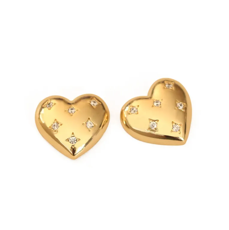 Fashion Love Zircon Heart Stud Earrings