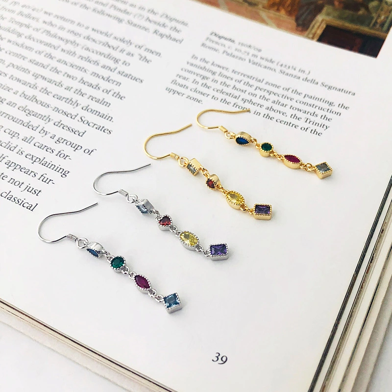 Long colored zircon earrings