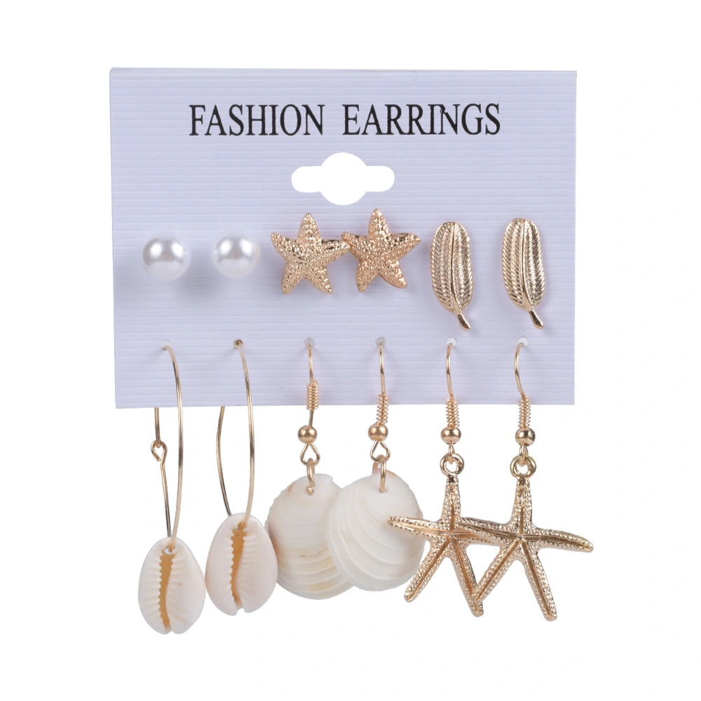 Pearl shell big ear ring combination