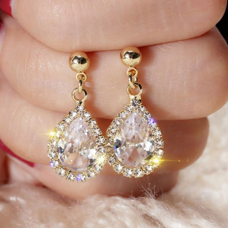 Rhinestone Zircon Crystal Drop Stud Earrings