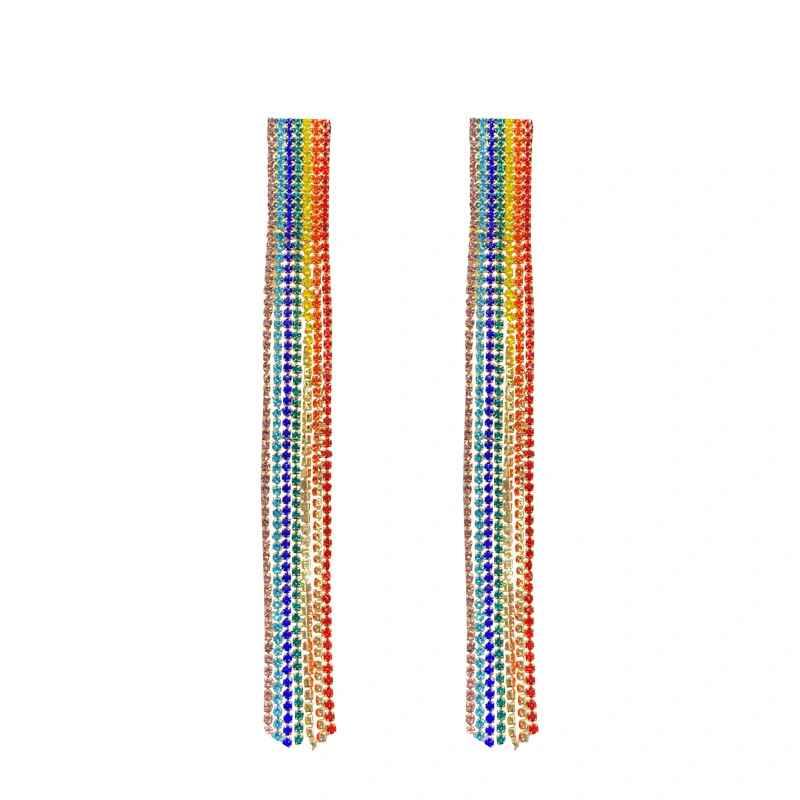 Geometric hit color diamond earrings