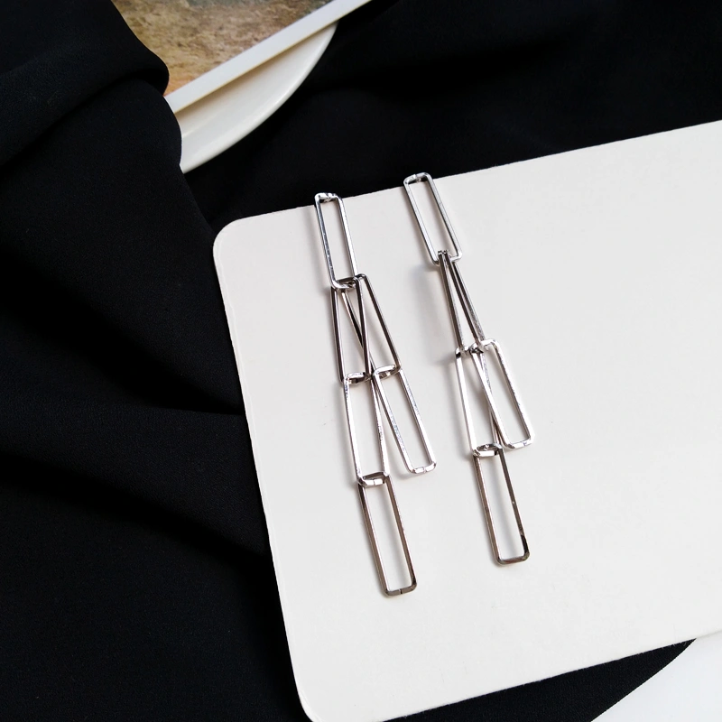 Rectangular chain tassel earrings