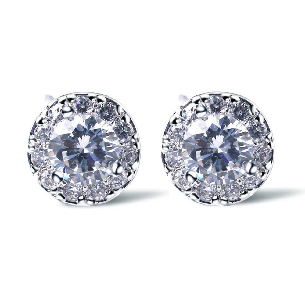 Ladies round zircon earrings