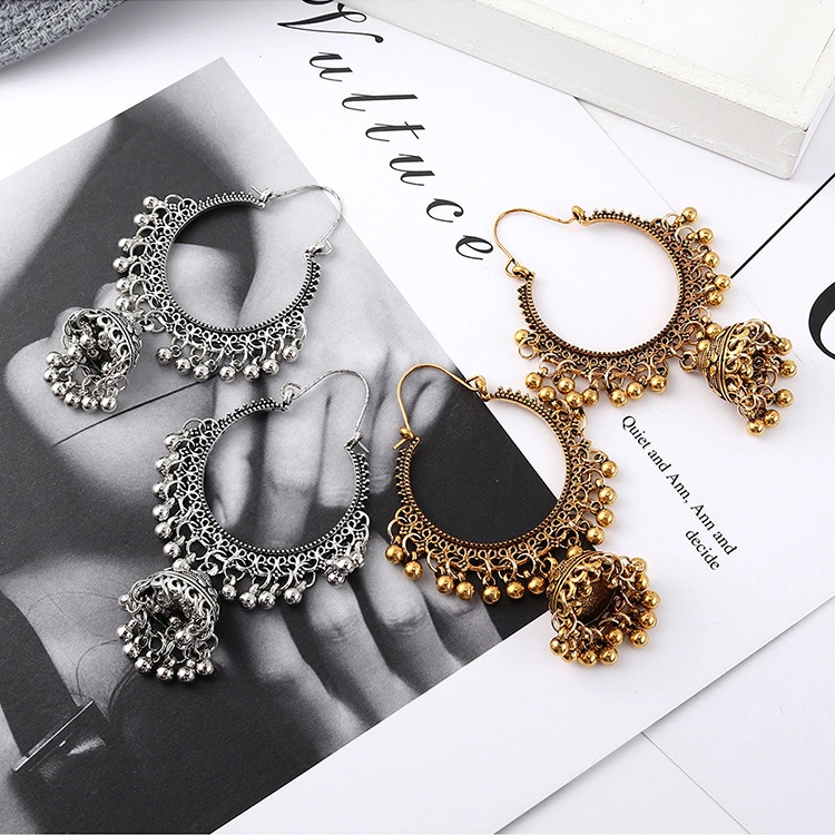 Exotic Exaggerated Bell Tassel Pierced Earrings