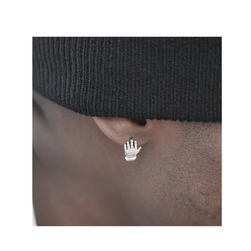 Sterling silver hand hip hop earrings