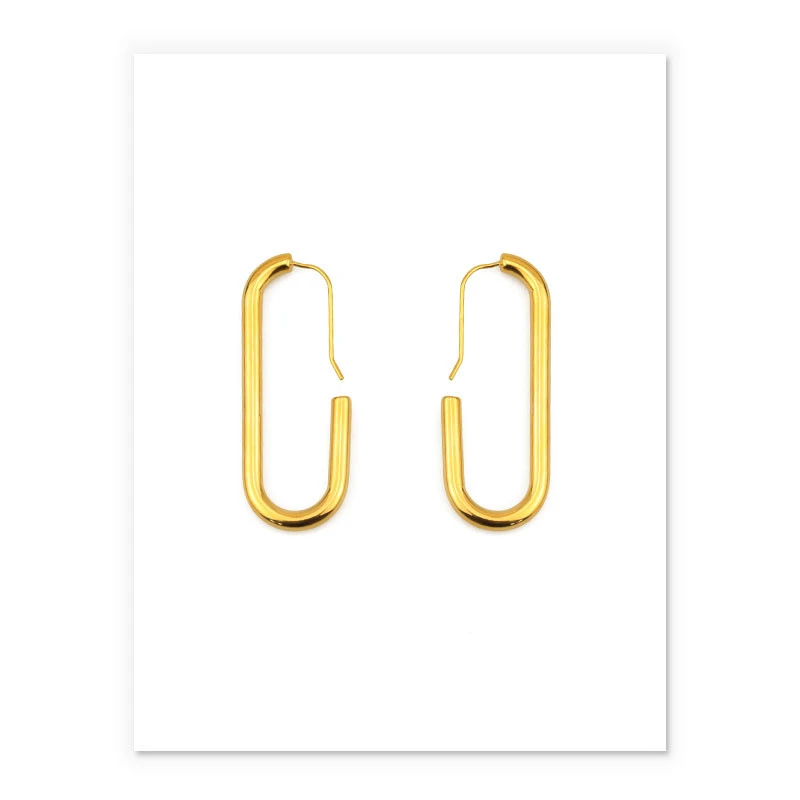 Female electroplating rectangular golden earrings