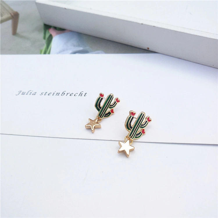 Cactus pentagram earrings