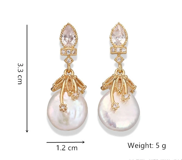 Baroque true pearl earrings