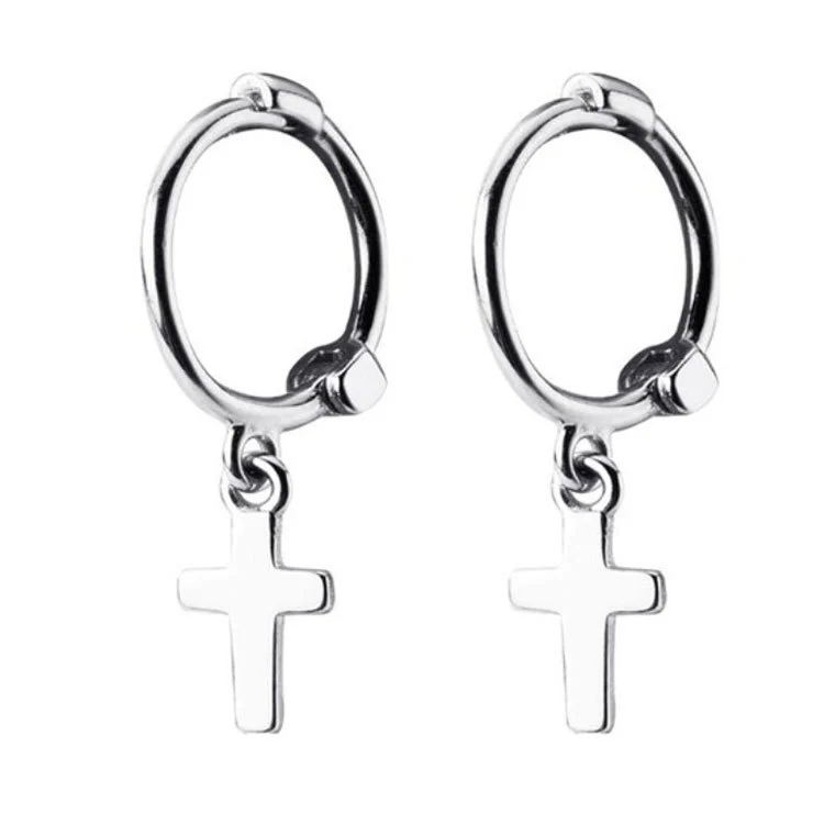 Mini Simple Fashion S925 Sterling Silver Cross Earrings