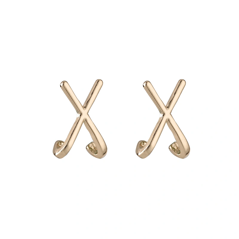 Cross bending fashion temperament earrings European and American French earrings