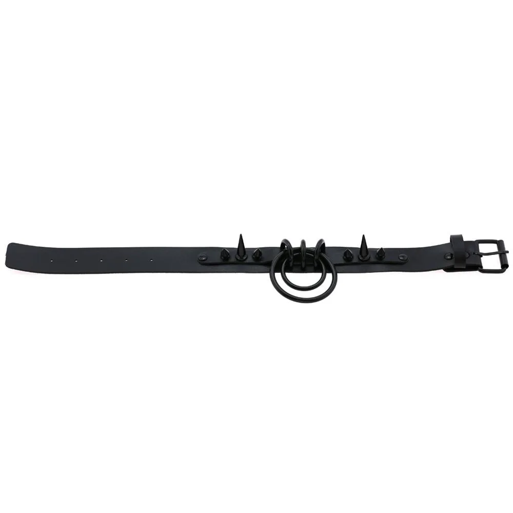 Punk Choker Rivet Buckle Spike Collar Necklace Black  Mens Womens