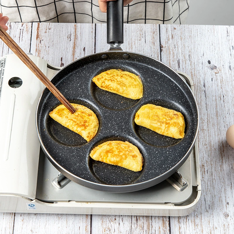 Love Frying Pan Non-Stick Flat Bottom Four-Hole Omelette Pan