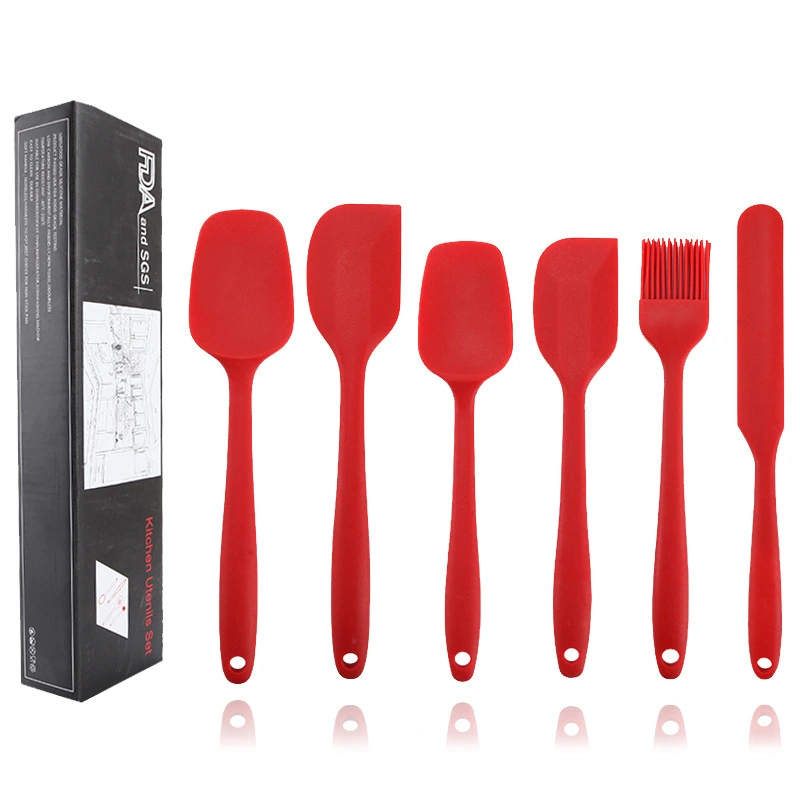 Silicone Kitchenware Six Piece Set Cream Integrated Scraper Spatula Oil Brush Size Scraper Baking Set