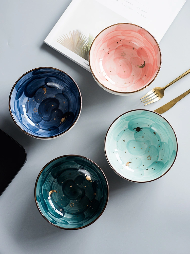 Round Photo Home Net Red Bowl With Vegetable Bowl Blue Steamed Egg Bowl