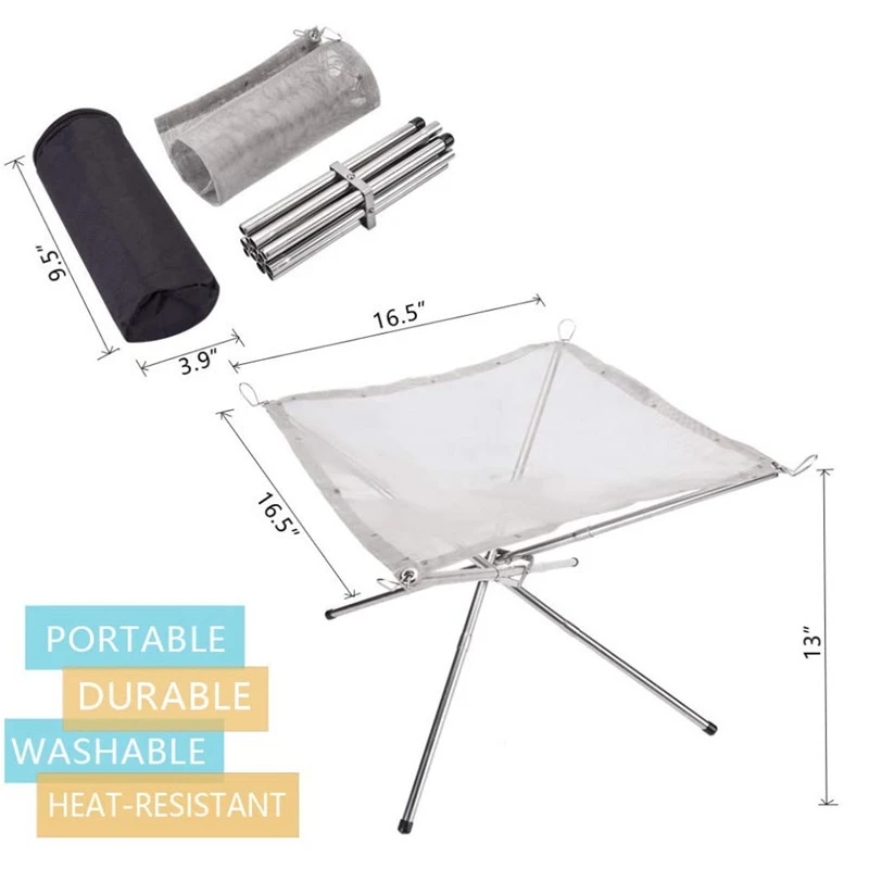 Folding Campfire Rack Outdoor Camping Incinerator Barbecue