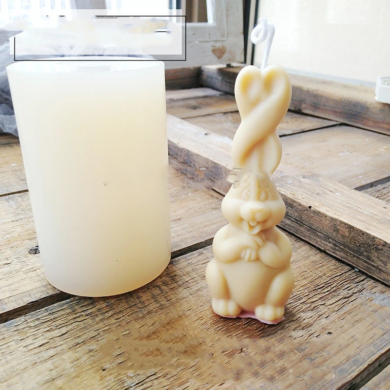 Three-dimensional Rabbit Ears Scented Gypsum Candle Chocolate Baking With Souvenir Silicone Mold