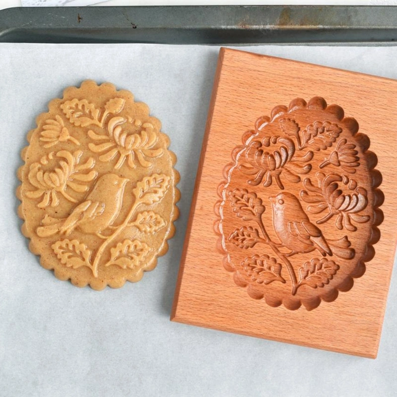 Wooden Gingerbread Cookie Mold Pine Nuts Rose Flower Cookie Mold Wooden Rose Flower