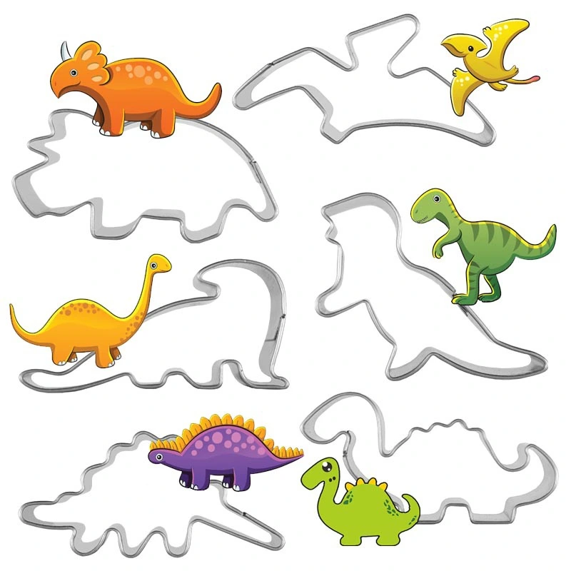 6-piece dinosaur baking mold set