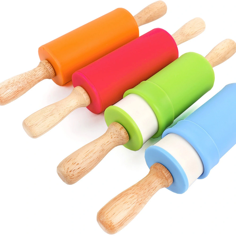 Silicone wooden handle rolling pin