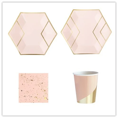 Gilt hexagon paper cup set