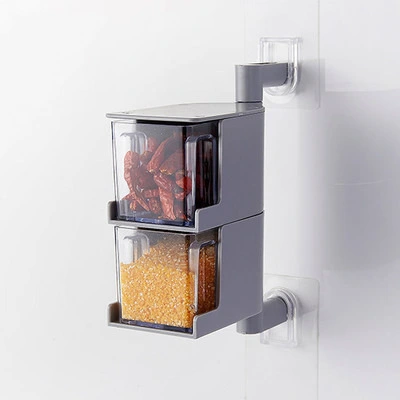 Nail free wall mounted rotatable seasoning box