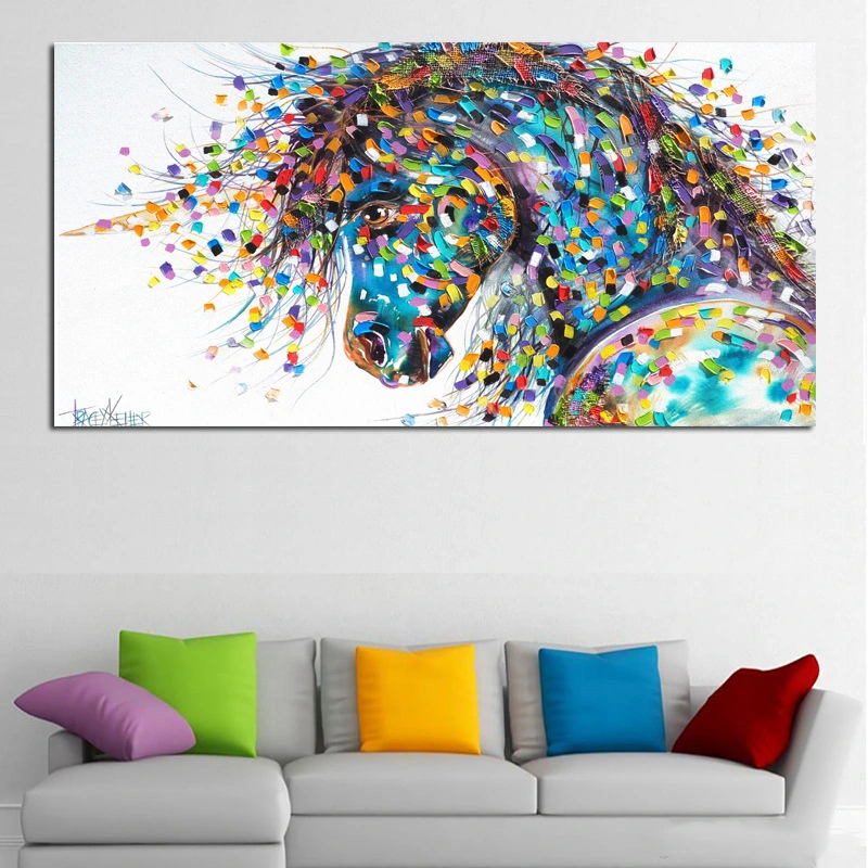 Color Abstract Horse Oil Painting Living Room Home