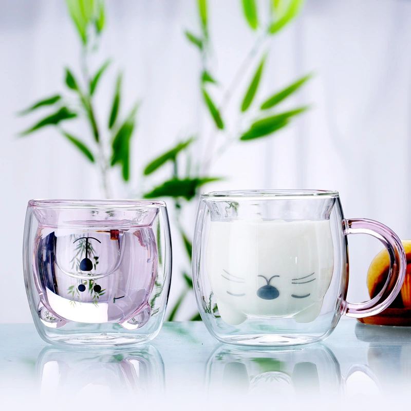 Double Layer Heat-Resistant Glass Cup Bear Cup Cartoon Creative Coffee Cup Juice Milk Cup Home