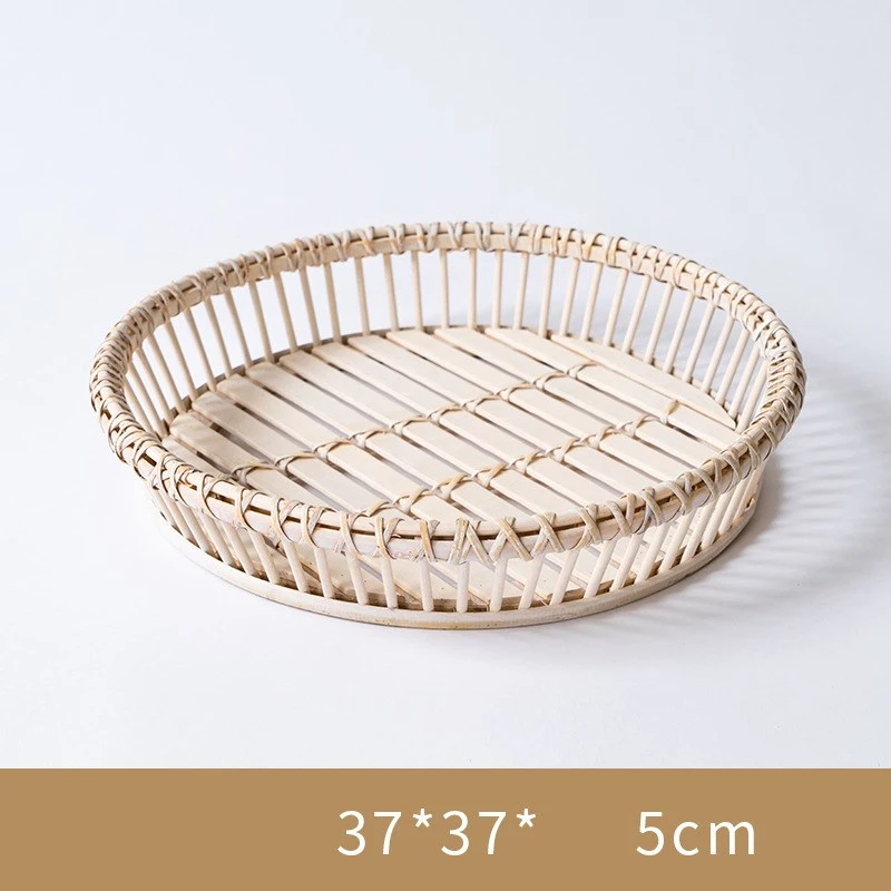 Runjia Home Handmade Rattan Fruit, Pastry, Bread, Cosmetics Storage Basket Toy Storage Basket Storage Simplicity