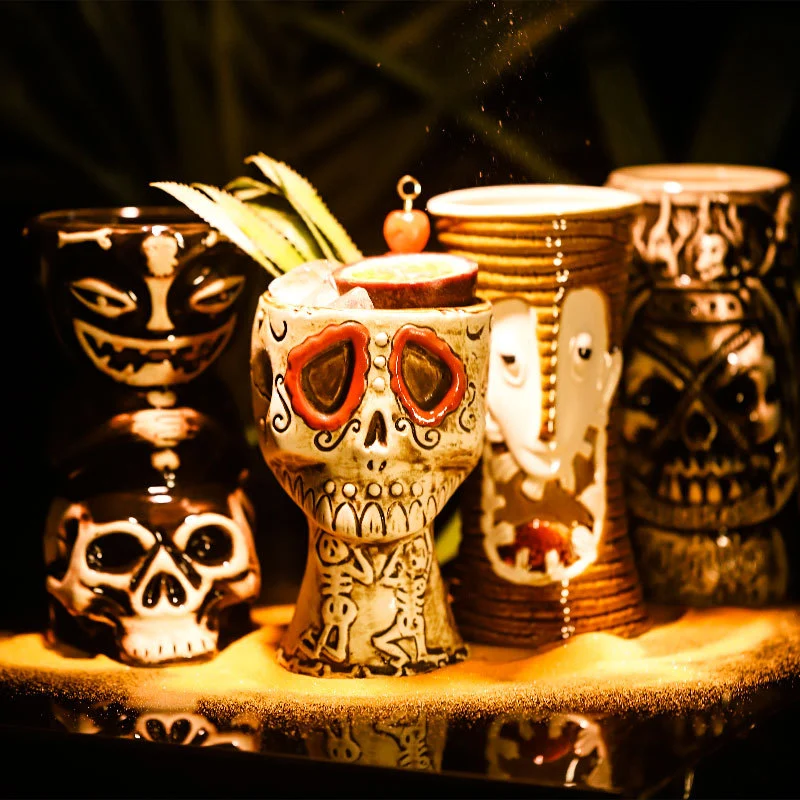 Skull Cup Pirates Of The Caribbean Tiki Hawaii Cocktail Cup Ceramic Cup Totem Cup Bar Tiki Cup