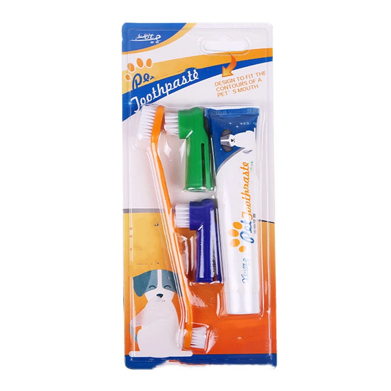 Pet Toothbrush Set Healthy Edible Toothpaste Dog Cats Mouth