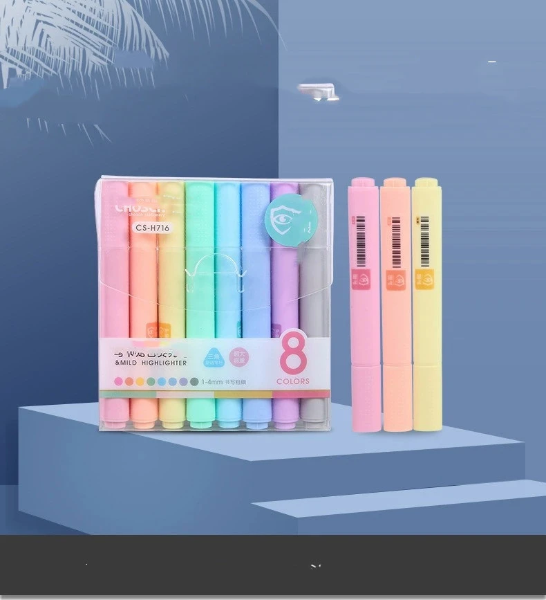 PVC Box 8-color Candy Color Oblique Pen Stationery