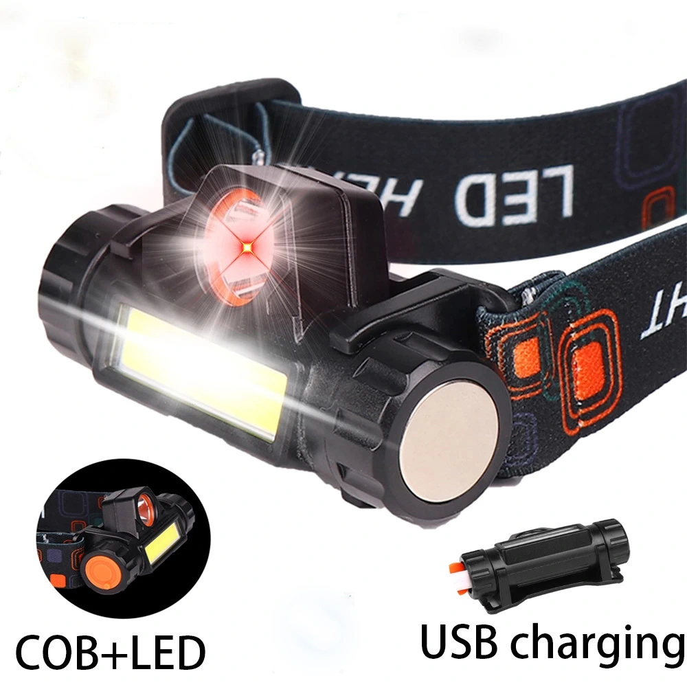 Strong Light Long-shot Dual-head Usb Rechargeable Head-mounted Lamp