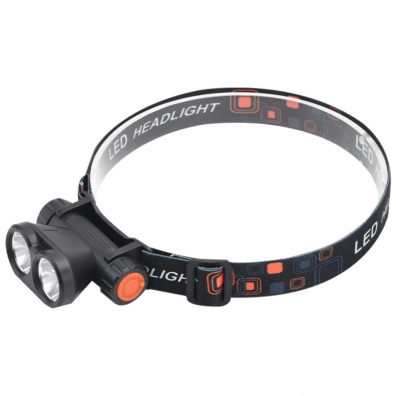 Strong Light Long-shot Dual-head Usb Rechargeable Head-mounted Lamp