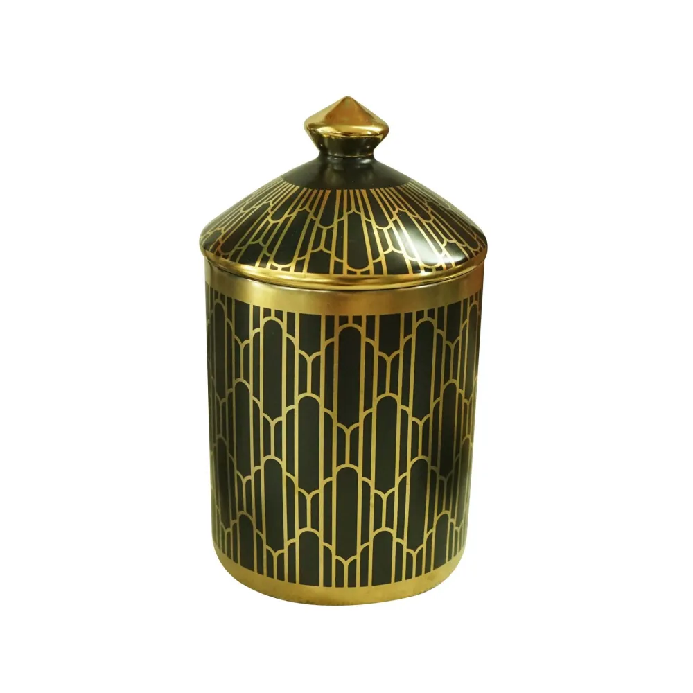 Geometric New Gold And Silver Black Ceramic Storage Jar Cup