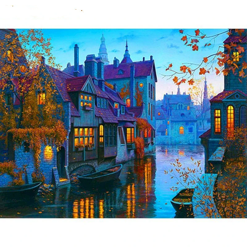 Blue Sky City Landscape Paint By Number