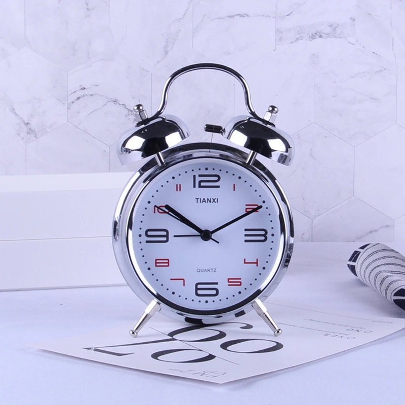 Bedside Silent Round Clock With Night Light