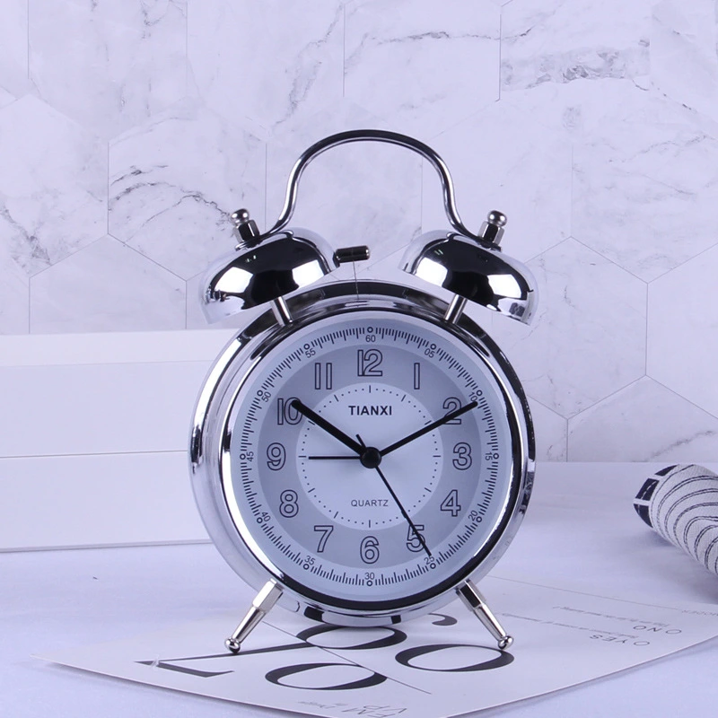 Bedside Silent Round Clock With Night Light