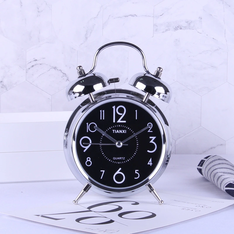 Bedside Silent Round Clock With Night Light