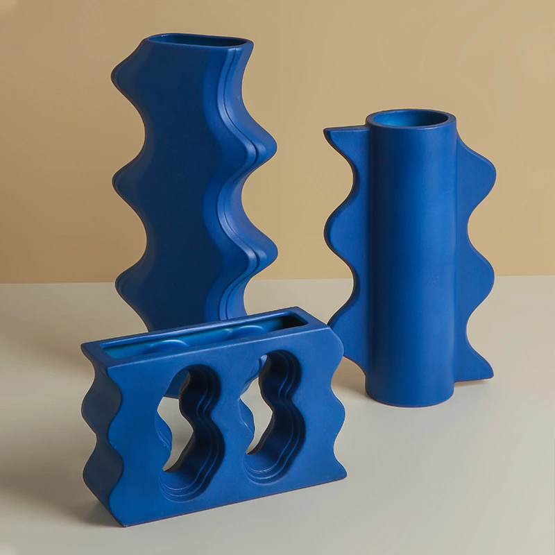 Klein Blue Geometric Ceramic Flower Ware