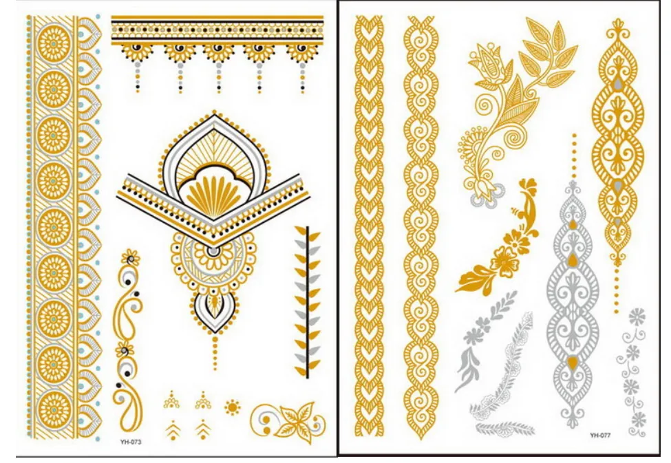 Hot Gold And Silver  Metal Tattoo Stickers