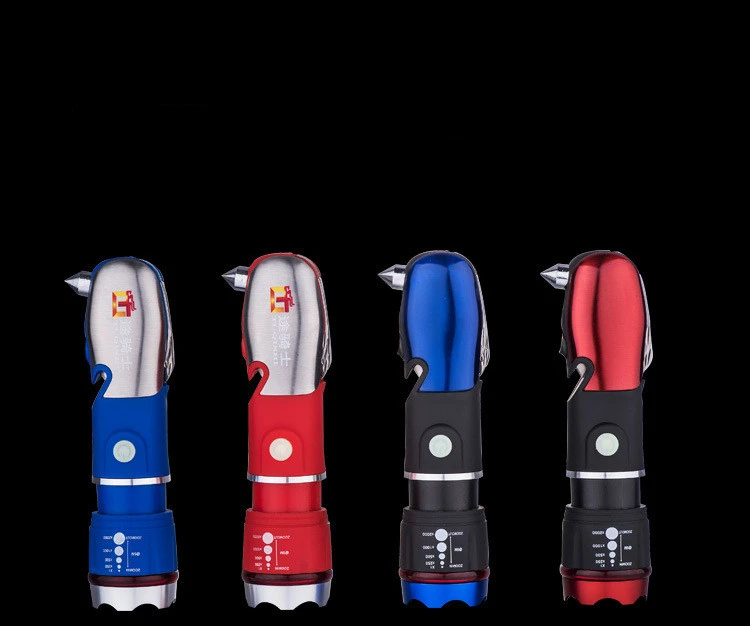 Outdoor Camping Led Flashlight Multi-function Safe Escape Hammer