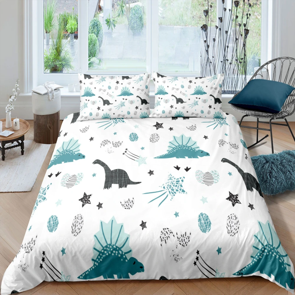 Boys Cartoon Dinosaur Family Bedding Set Twin Full Queen King